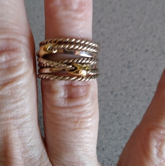 David Yurman Silver and Gold Rope Ring - Picture 4 of 4